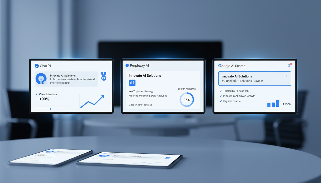 Client content cited and ranked highly in AI search results