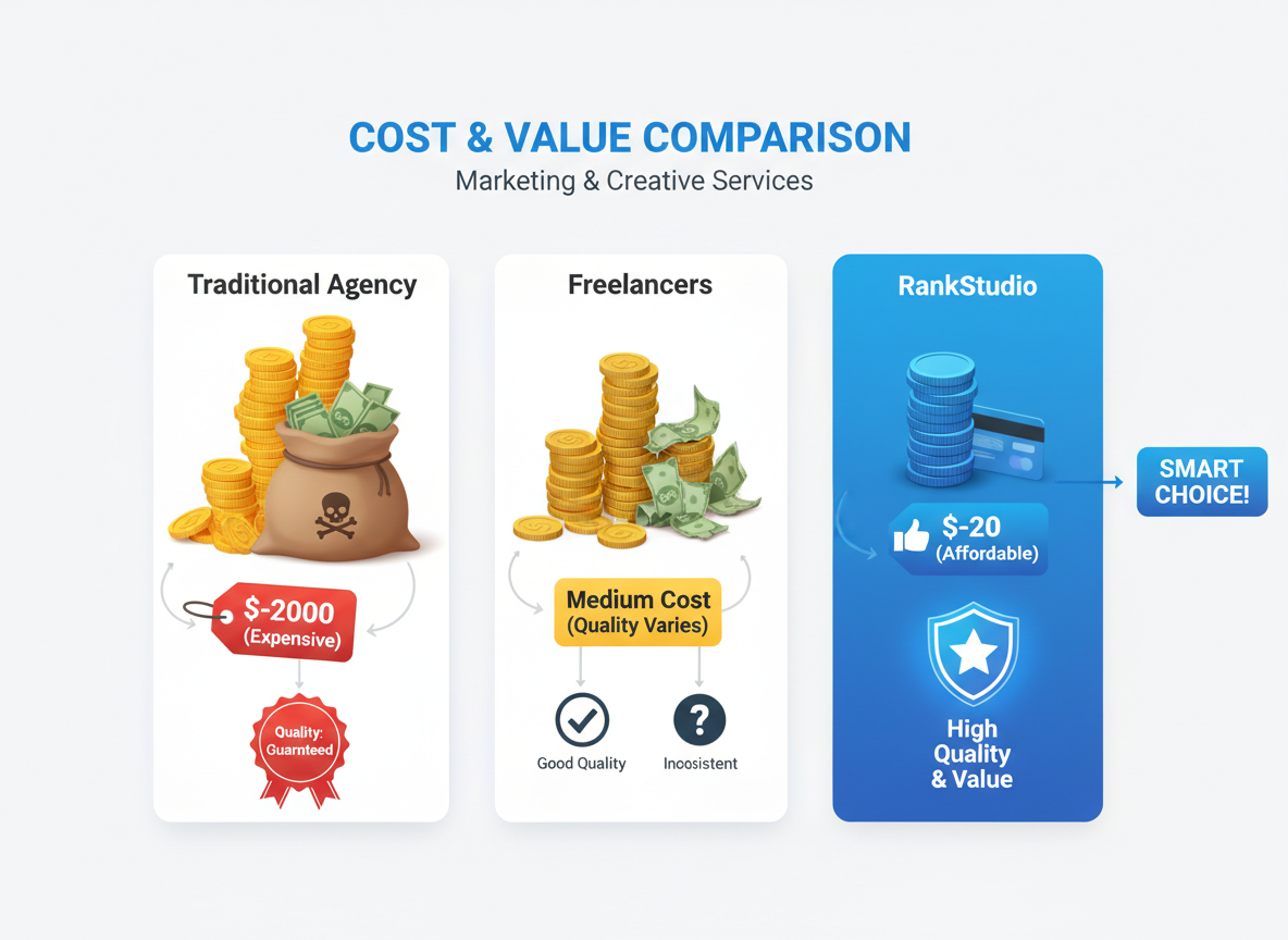 Cost comparison: RankStudio vs agencies vs freelancers